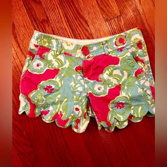 Lilly Pulitzer Buttercup Scallop Hem Shorts A Delicacy Size 0 - Picture 2 of 5